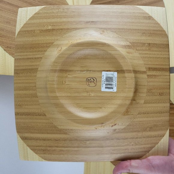 Totally Bamboo Set of 4 10" inch Square Bamboo Plates Bohemian Boho Natural - Picture 5 of 8